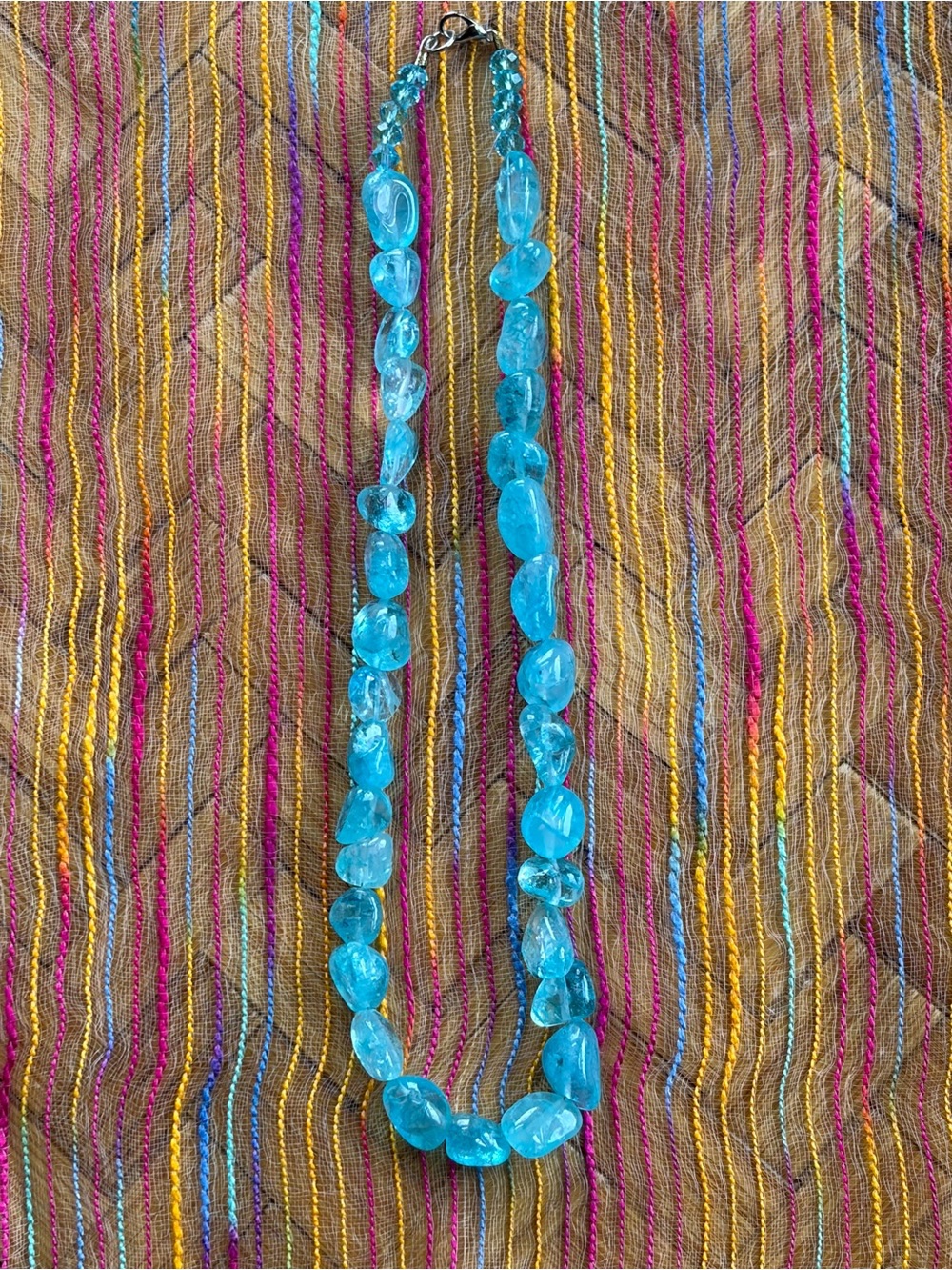 Turquoise blue glass beaded necklace beachy boho